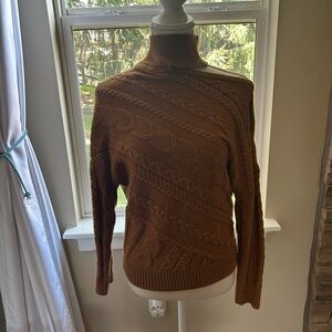 Venus Brown Cable Knit Off Shoulder Turtleneck Sweater Sz.S-Great Condition🤎
